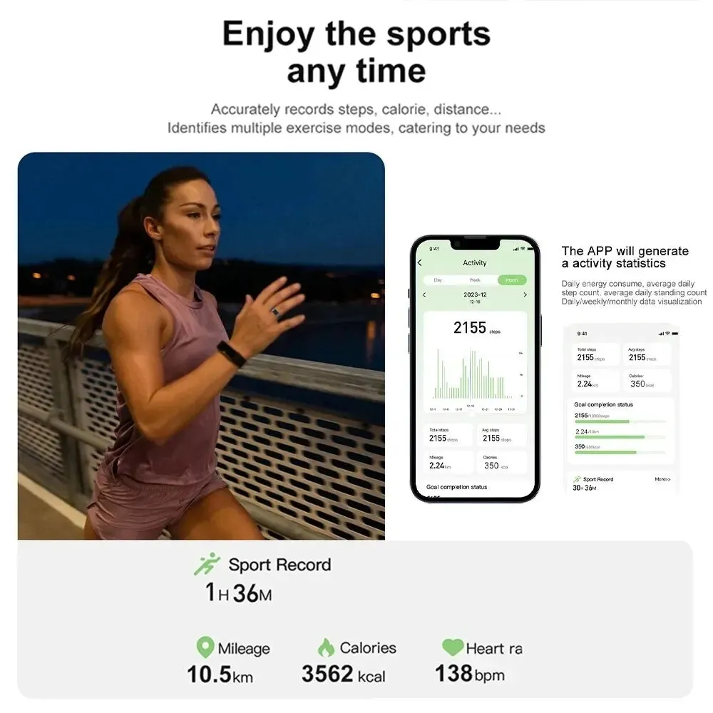 5ATM Waterproof Smart Ring for Men Women Health Monitoring 100  Sport Modes Fitness Tracking Waterproof Sport Ring Smart 2024New