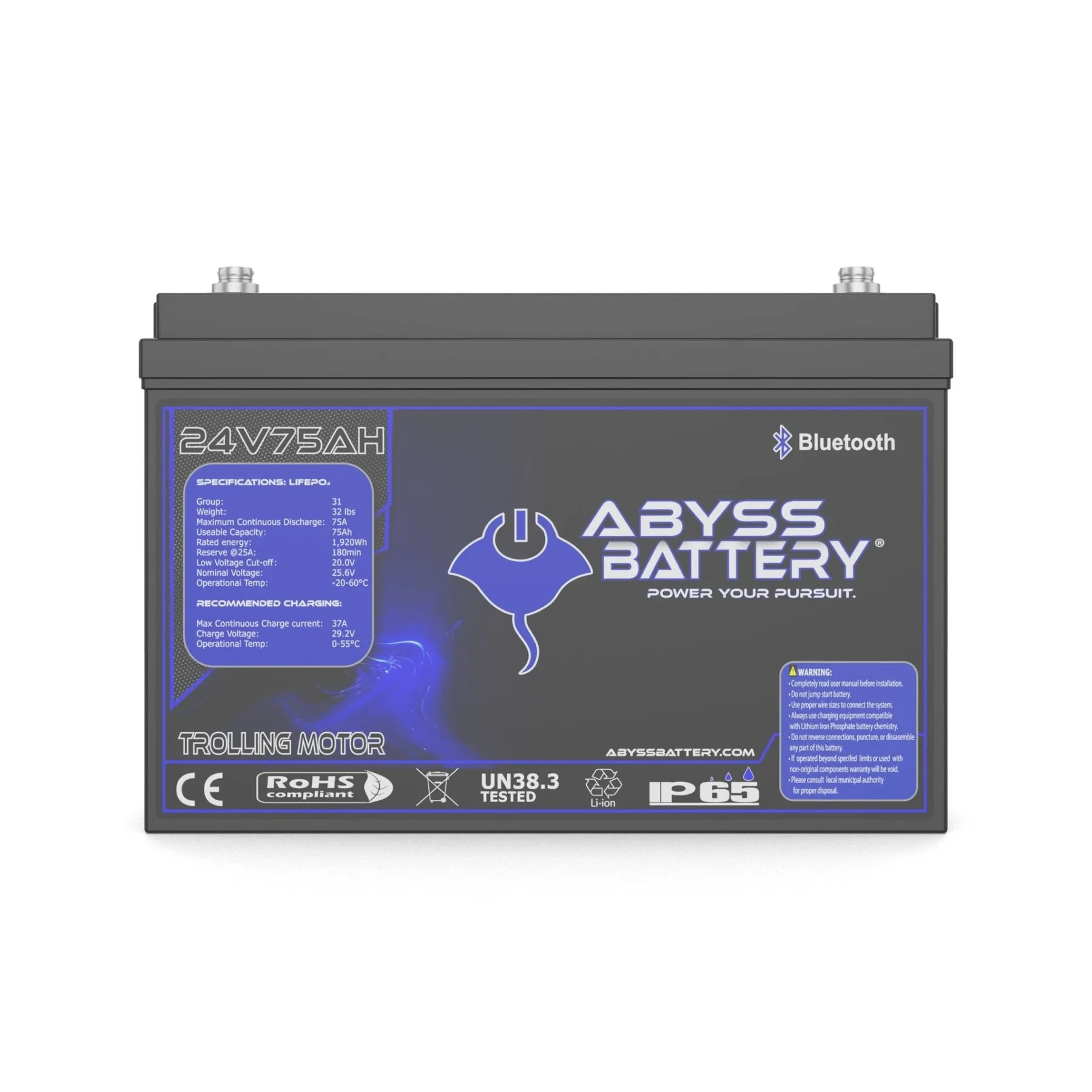 Abyss® 24V 75Ah Lithium Trolling Motor Battery