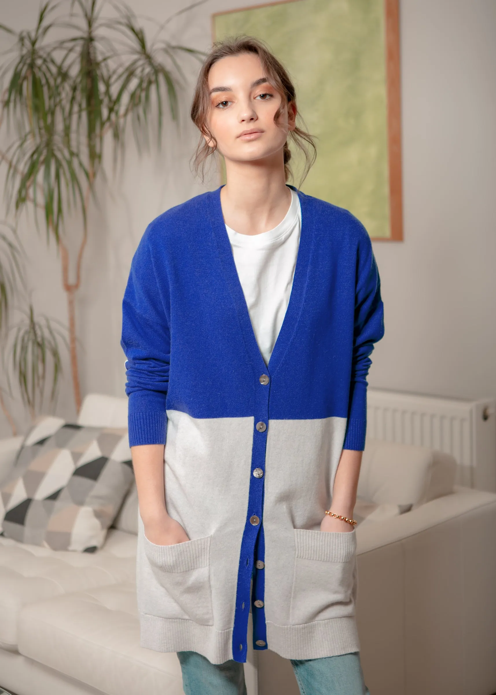 Amelie Cardigan – Regal Blue/Downy