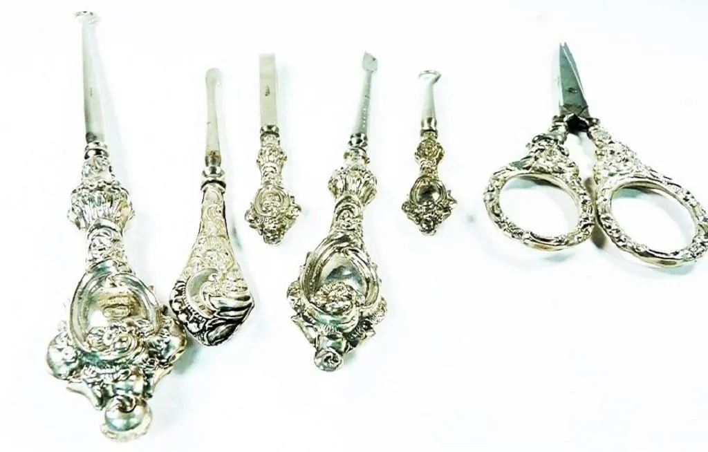 Antique Edwardian Sterling Silver Grooming Set Vanity Case William Devenport 1903