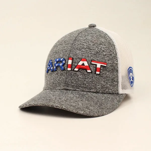 Ariat Men's Embroidered USA Flag Hat - Grey