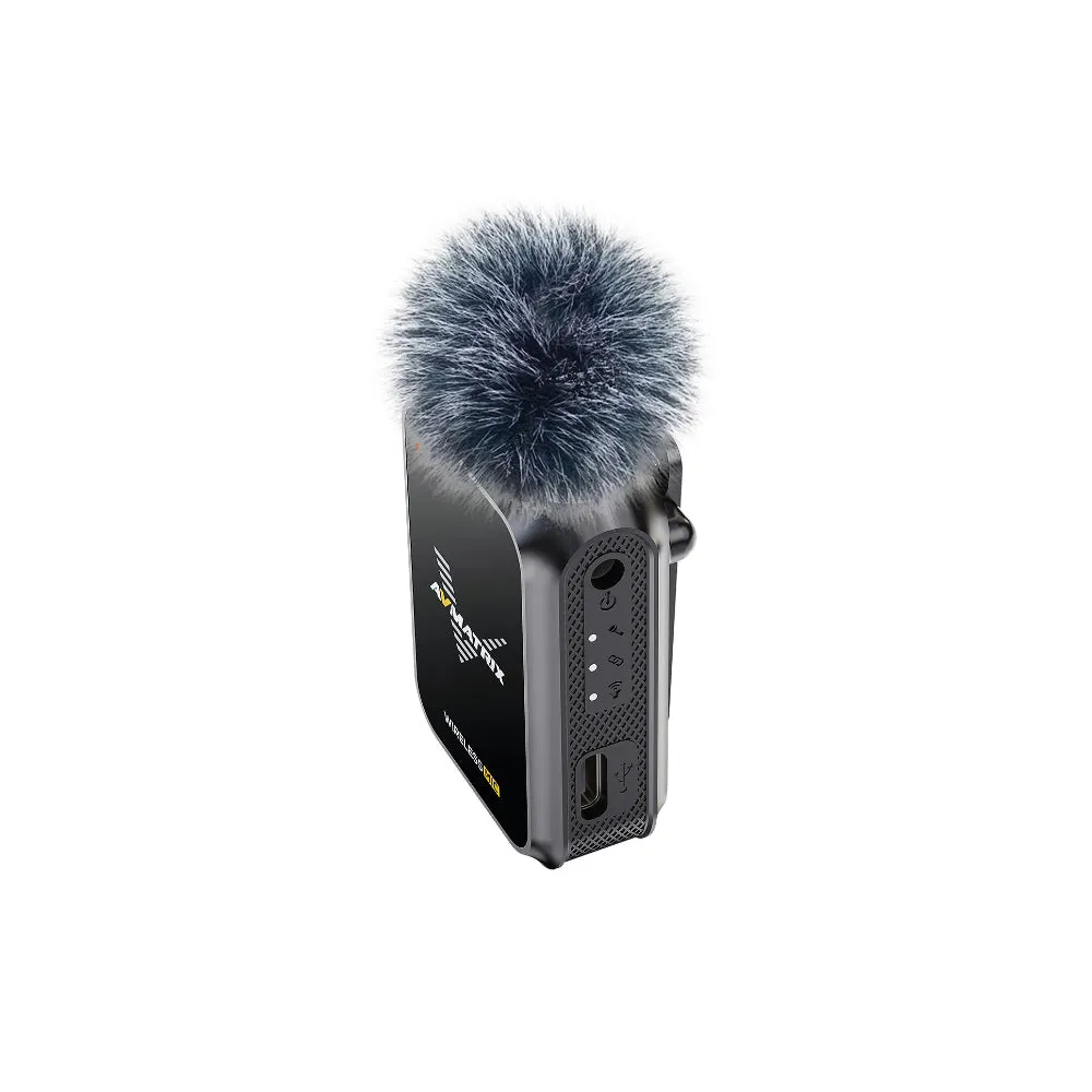 AVMATRIX WM12 1TX   1RX Clip-On Mini Wireless Microphone Transmitter & Receiver System with 15 Hours of Battery Life and Up to 100 Meters Long Distance Transmission