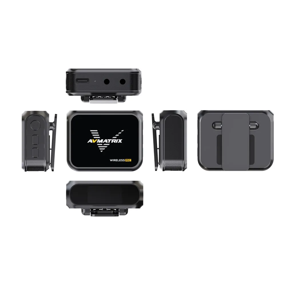 AVMATRIX WM12 1TX   1RX Clip-On Mini Wireless Microphone Transmitter & Receiver System with 15 Hours of Battery Life and Up to 100 Meters Long Distance Transmission