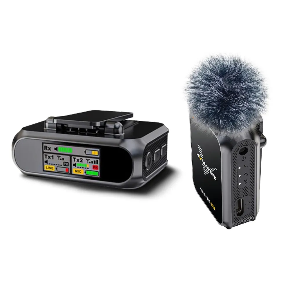AVMATRIX WM12 1TX   1RX Clip-On Mini Wireless Microphone Transmitter & Receiver System with 15 Hours of Battery Life and Up to 100 Meters Long Distance Transmission