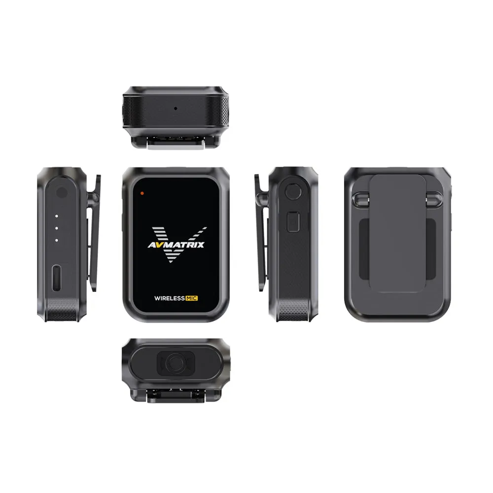 AVMATRIX WM12 1TX   1RX Clip-On Mini Wireless Microphone Transmitter & Receiver System with 15 Hours of Battery Life and Up to 100 Meters Long Distance Transmission