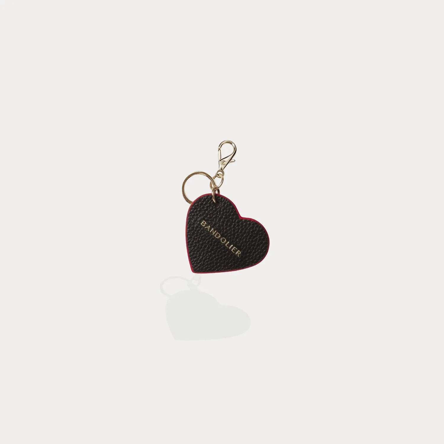Bandolier Pebble Leather Heart Keychain - Black/Red/Gold