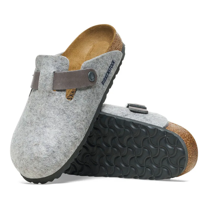 Birkenstock Boston Natural Leather/Felt Clogs - Medium/Narrow