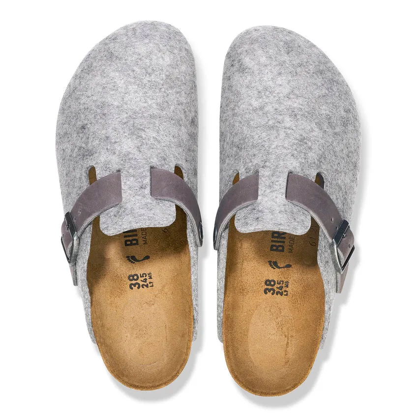 Birkenstock Boston Natural Leather/Felt Clogs - Medium/Narrow