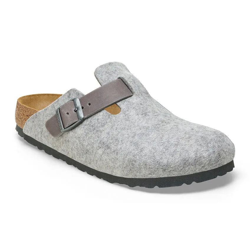 Birkenstock Boston Natural Leather/Felt Clogs - Medium/Narrow