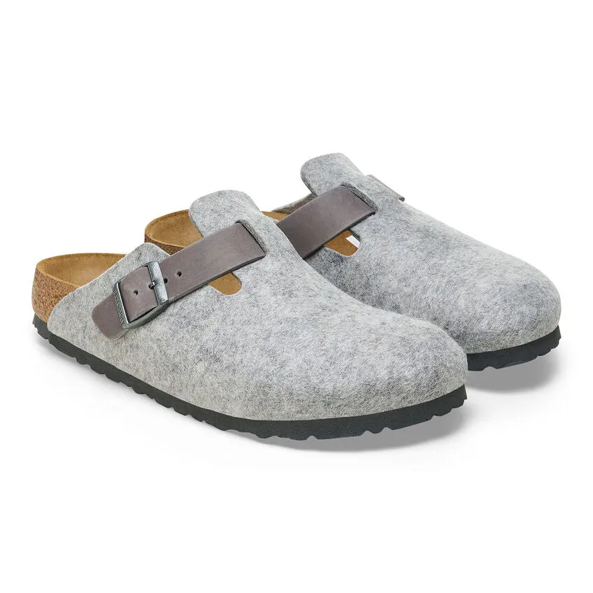 Birkenstock Boston Natural Leather/Felt Clogs - Medium/Narrow