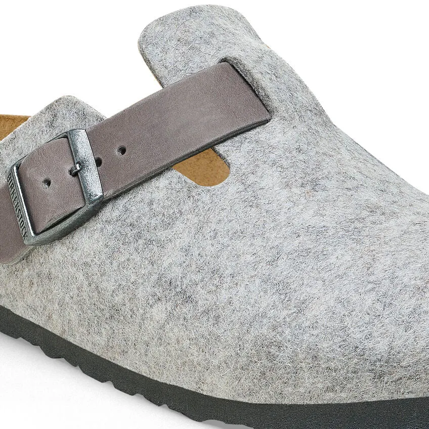 Birkenstock Boston Natural Leather/Felt Clogs - Medium/Narrow