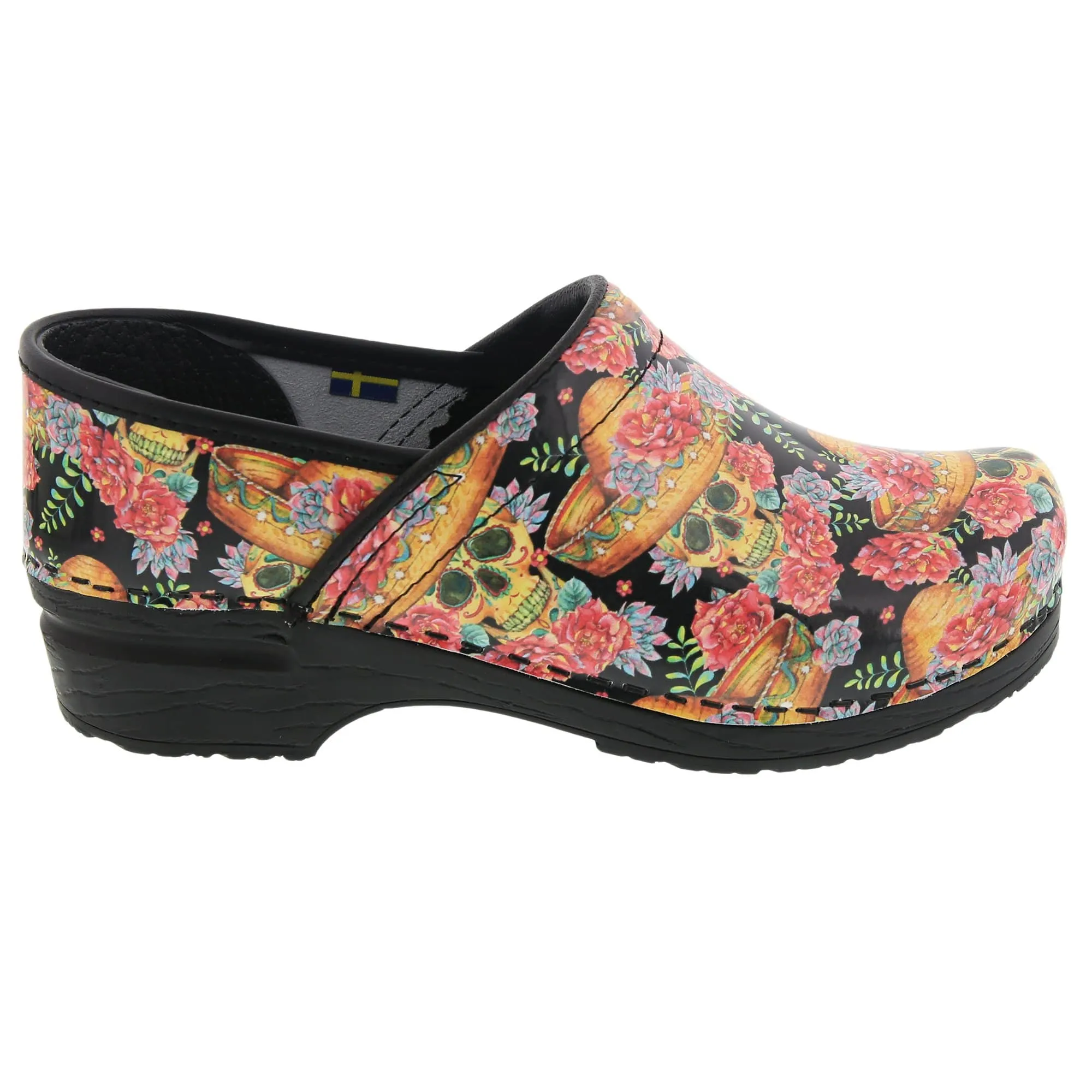 BJORK PRO VERA Limited Edition Sugar Skull Leather Clogs - CLOSEOUT