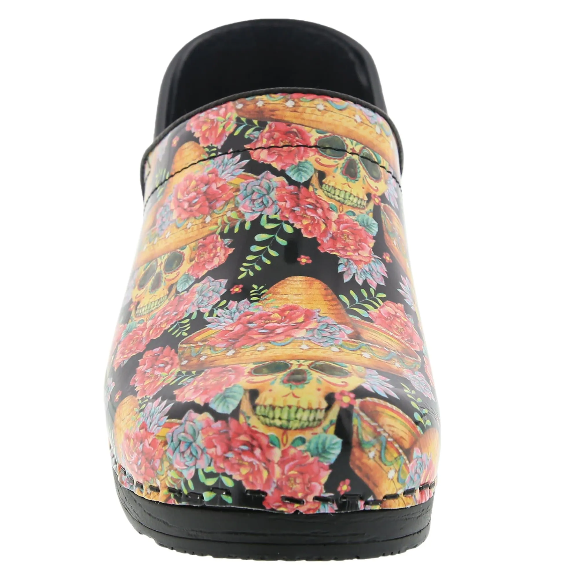 BJORK PRO VERA Limited Edition Sugar Skull Leather Clogs - CLOSEOUT