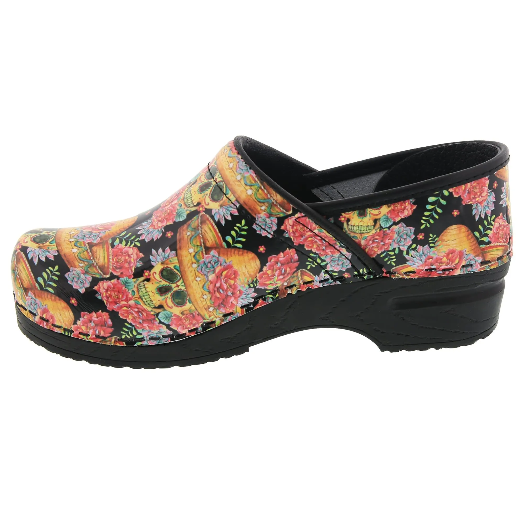 BJORK PRO VERA Limited Edition Sugar Skull Leather Clogs - CLOSEOUT