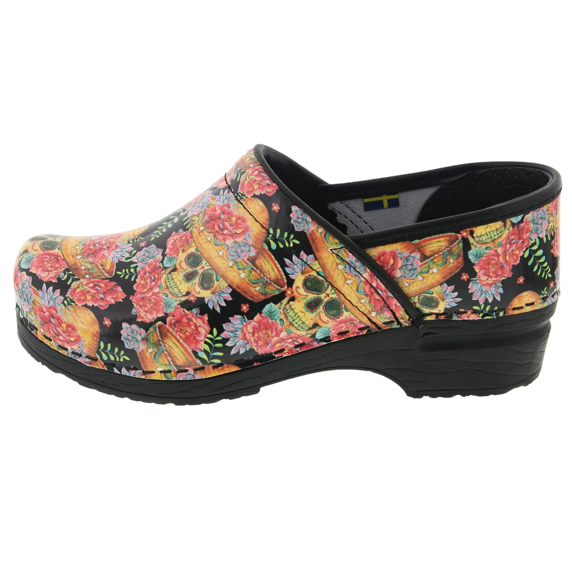BJORK PRO VERA Limited Edition Sugar Skull Leather Clogs - CLOSEOUT