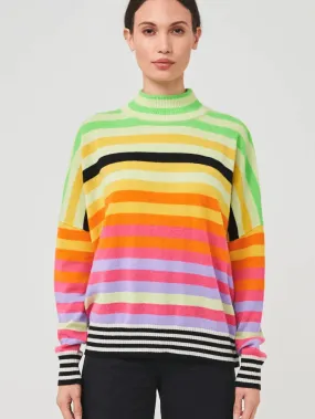 Brodie Cashmere Pop Stripe Funnel Neck Jumper