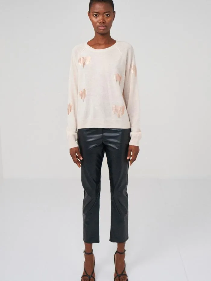 Brodie Cashmere S Broken Heart Light Pink Rose Gold Foil Hearts