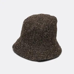 Bucket Hat - Dark Brown Wool Tweed Boucle