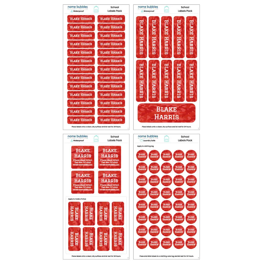 Camo School Labels Pack