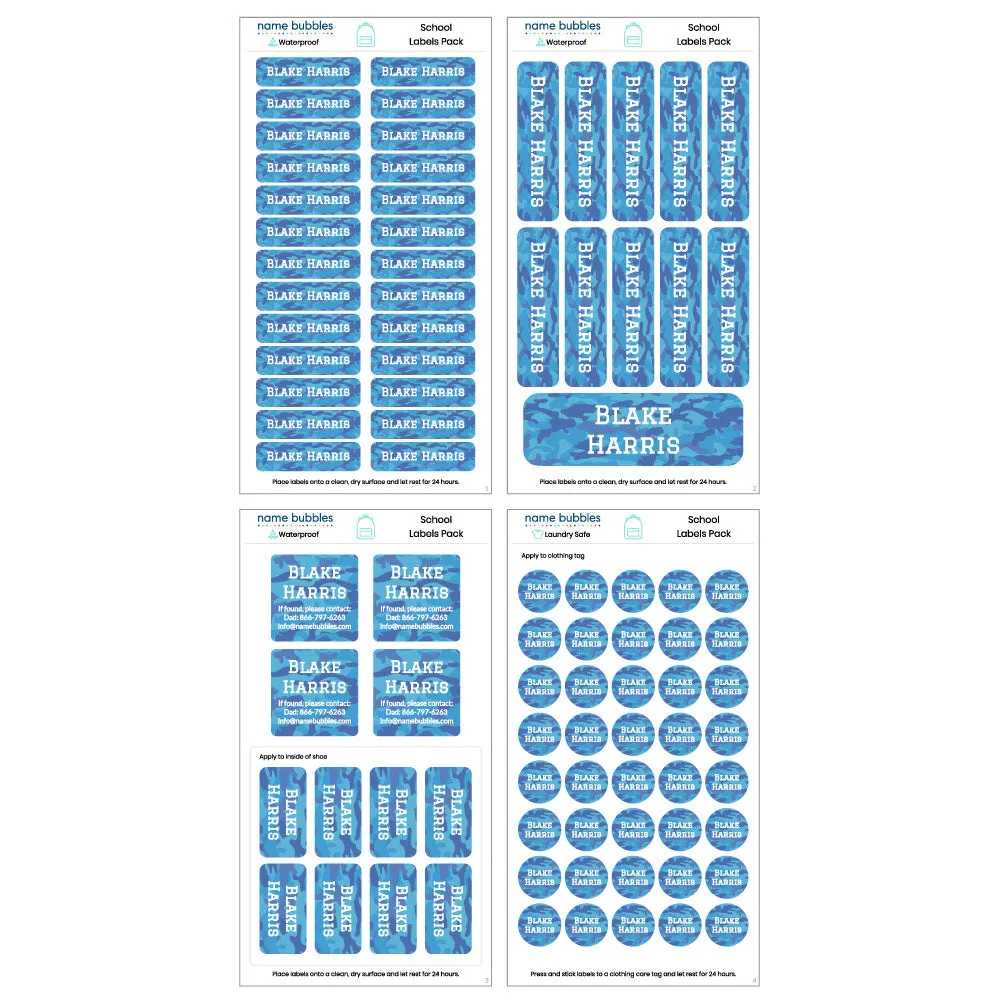 Camo School Labels Pack