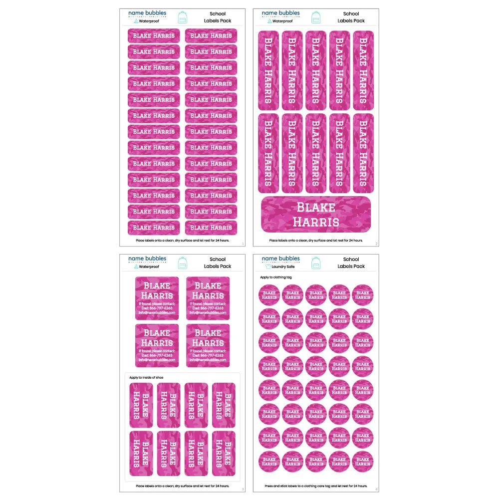 Camo School Labels Pack