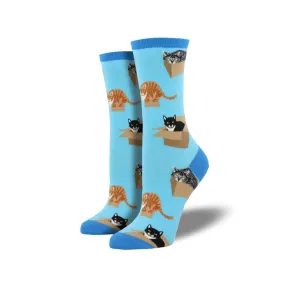 Cat In A Box Crew Socks - Womens