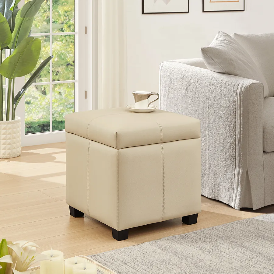 Chrisley Faux Leather Storage Ottoman