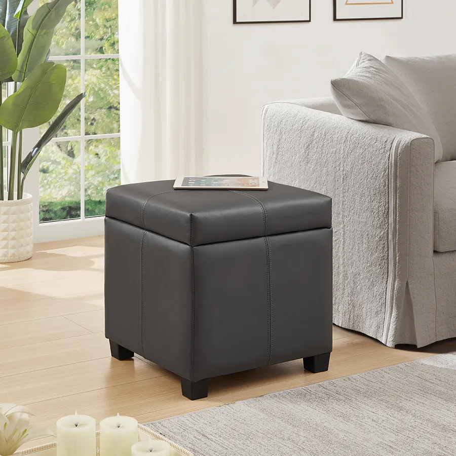 Chrisley Faux Leather Storage Ottoman