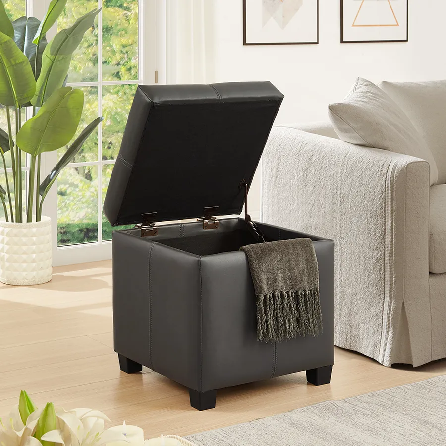 Chrisley Faux Leather Storage Ottoman