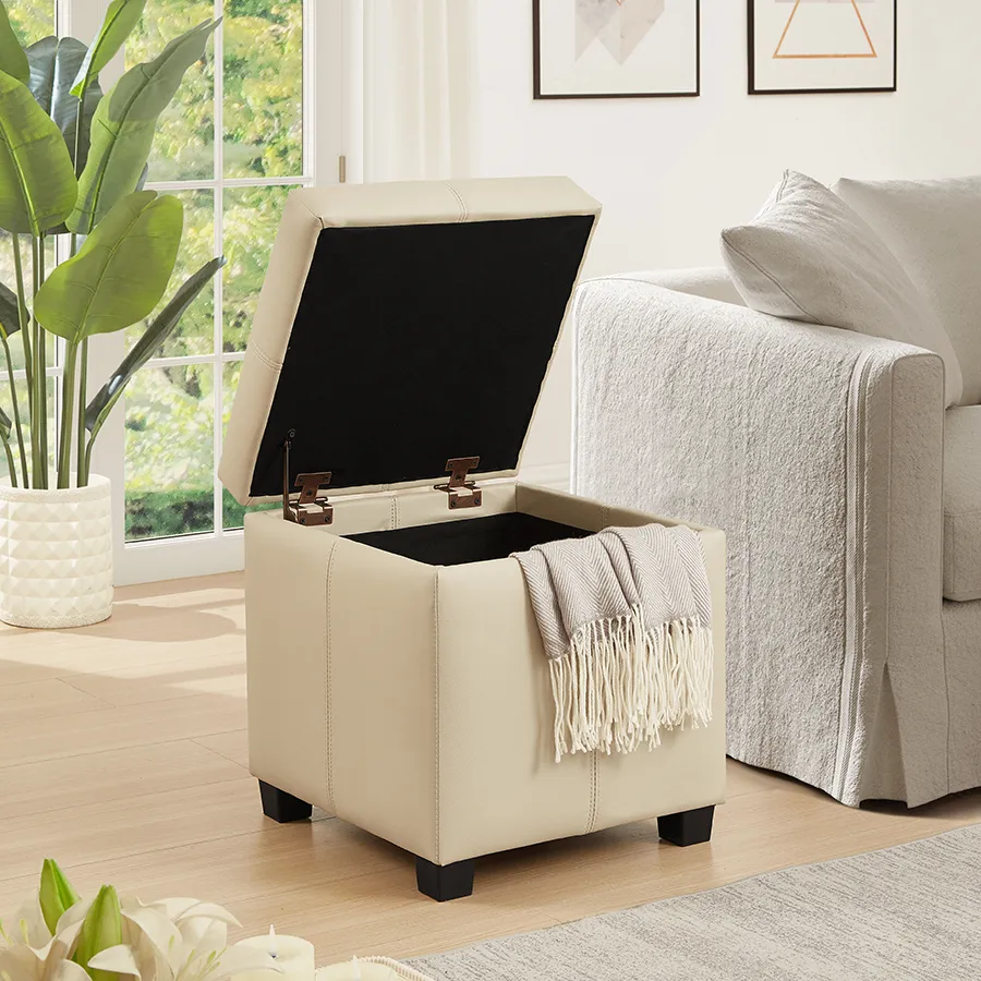 Chrisley Faux Leather Storage Ottoman