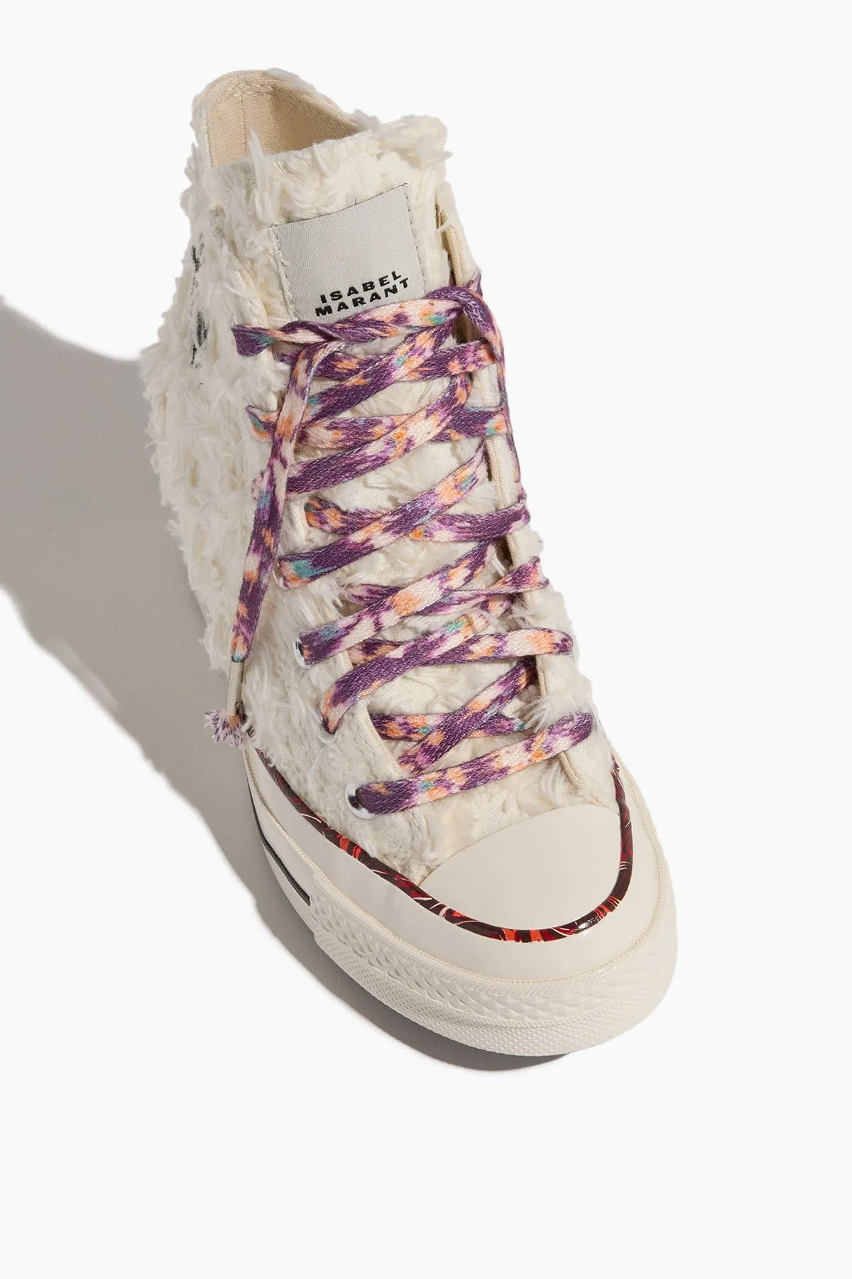 Chuck Wedge Sneakers in Vanilla White/Black/Red