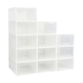 Clear Stackable Plastic Shoe Boxes 12PCS, Drop-Front - GOMINIMO