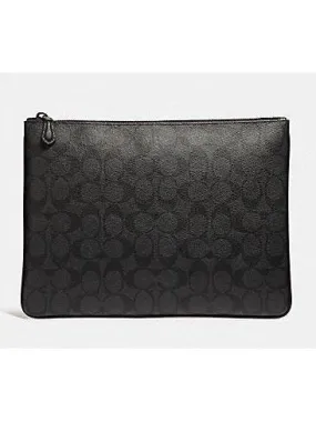 Coach Men's Large Pouch In Signature Canvas Black F25520