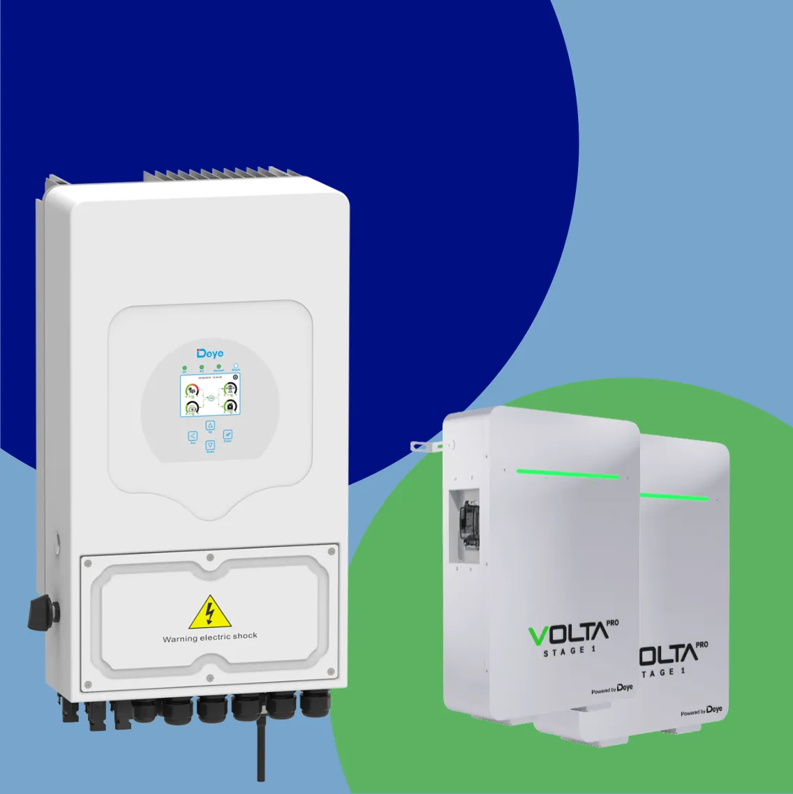 Combo DEYE 5kW Inverter and x2 Volta PRO 5.32kW Batteries