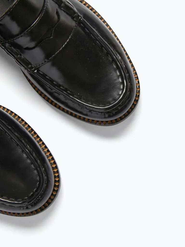 Elba Penny Loafer in Black Spazzolato