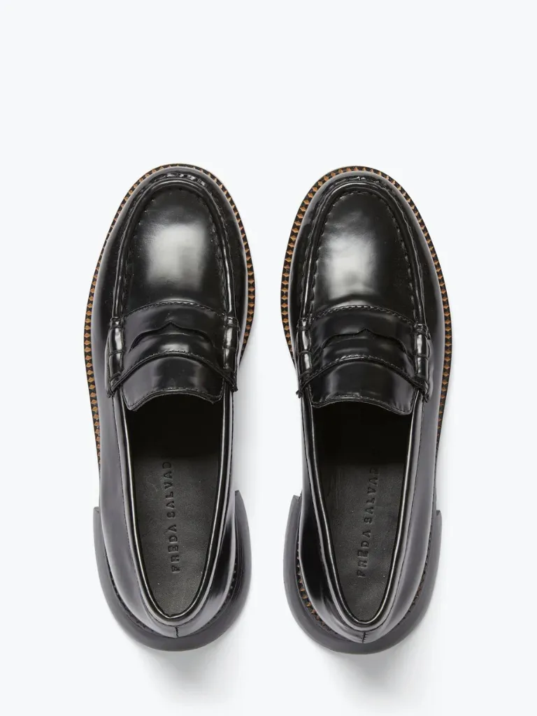 Elba Penny Loafer in Black Spazzolato