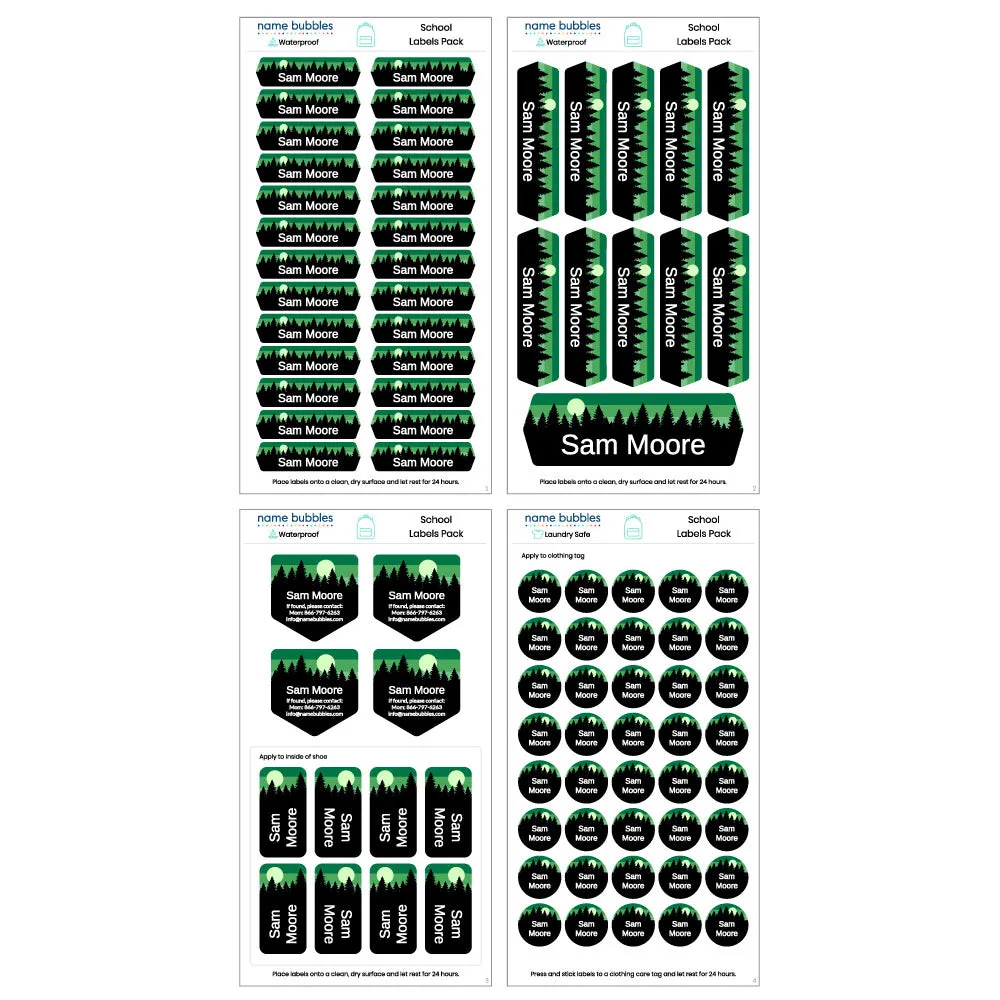 Forest Sky School Labels Pack