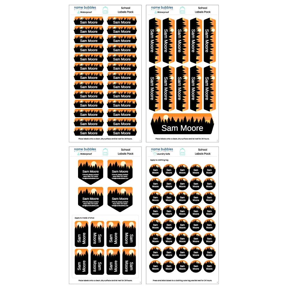 Forest Sky School Labels Pack