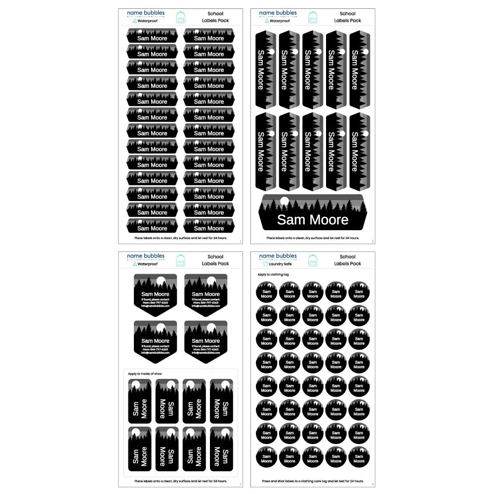 Forest Sky School Labels Pack