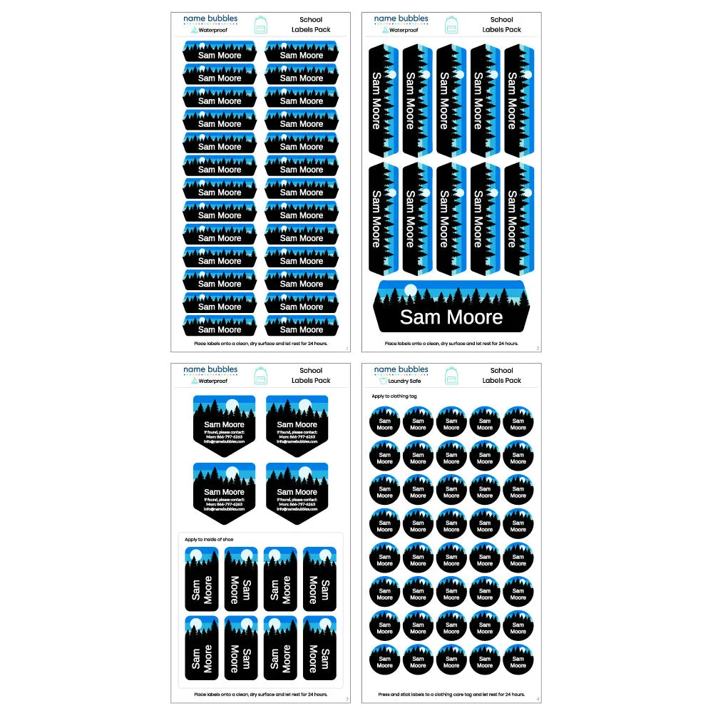 Forest Sky School Labels Pack