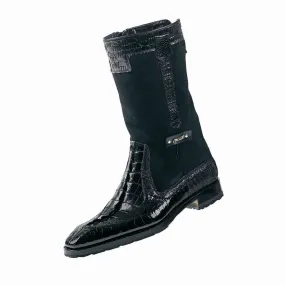 Mauri - 2842 Black Alligator/Suede Dress Boot