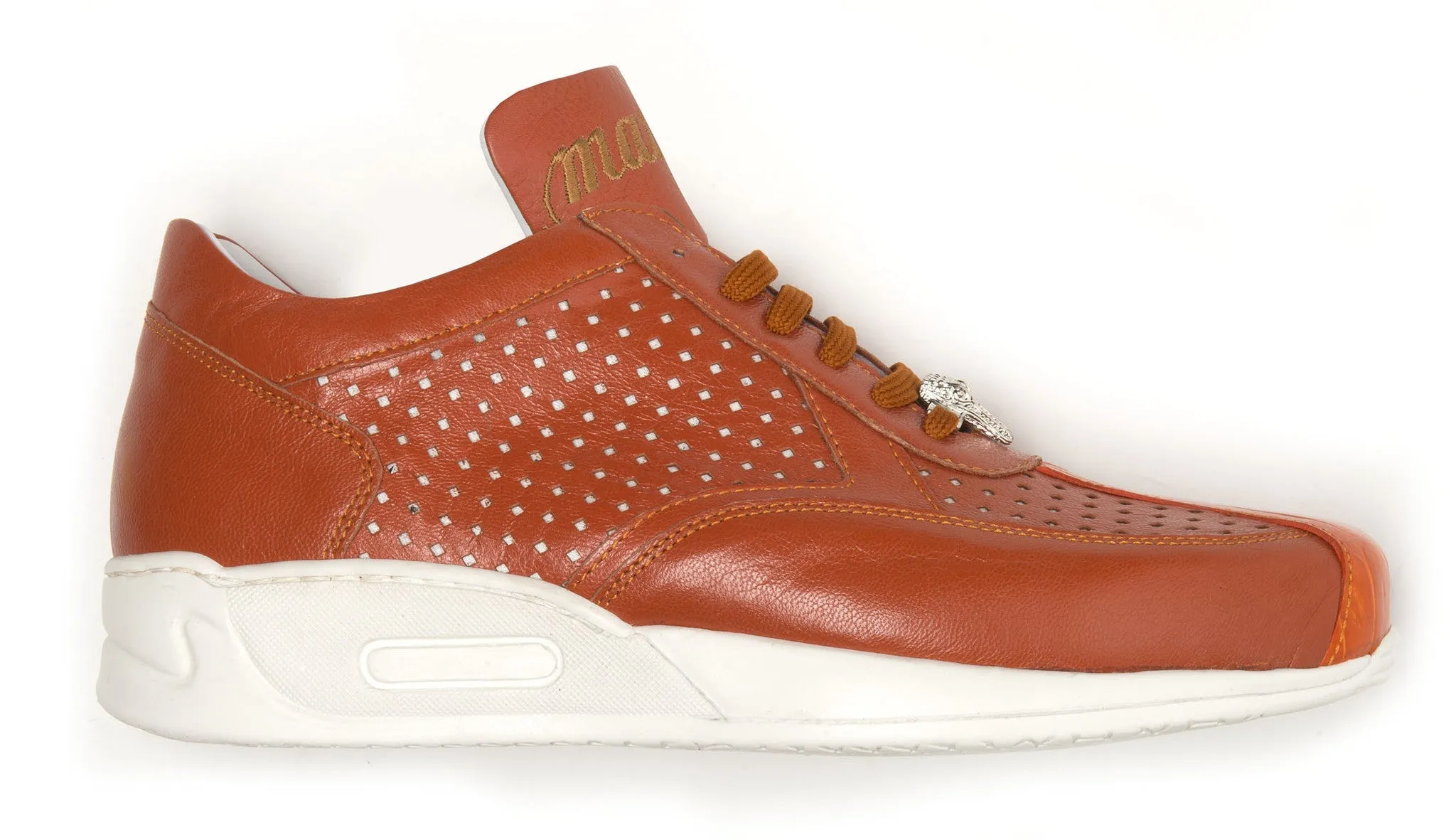 Mauri  M770 Orange Crocodile Perforated Sneaker