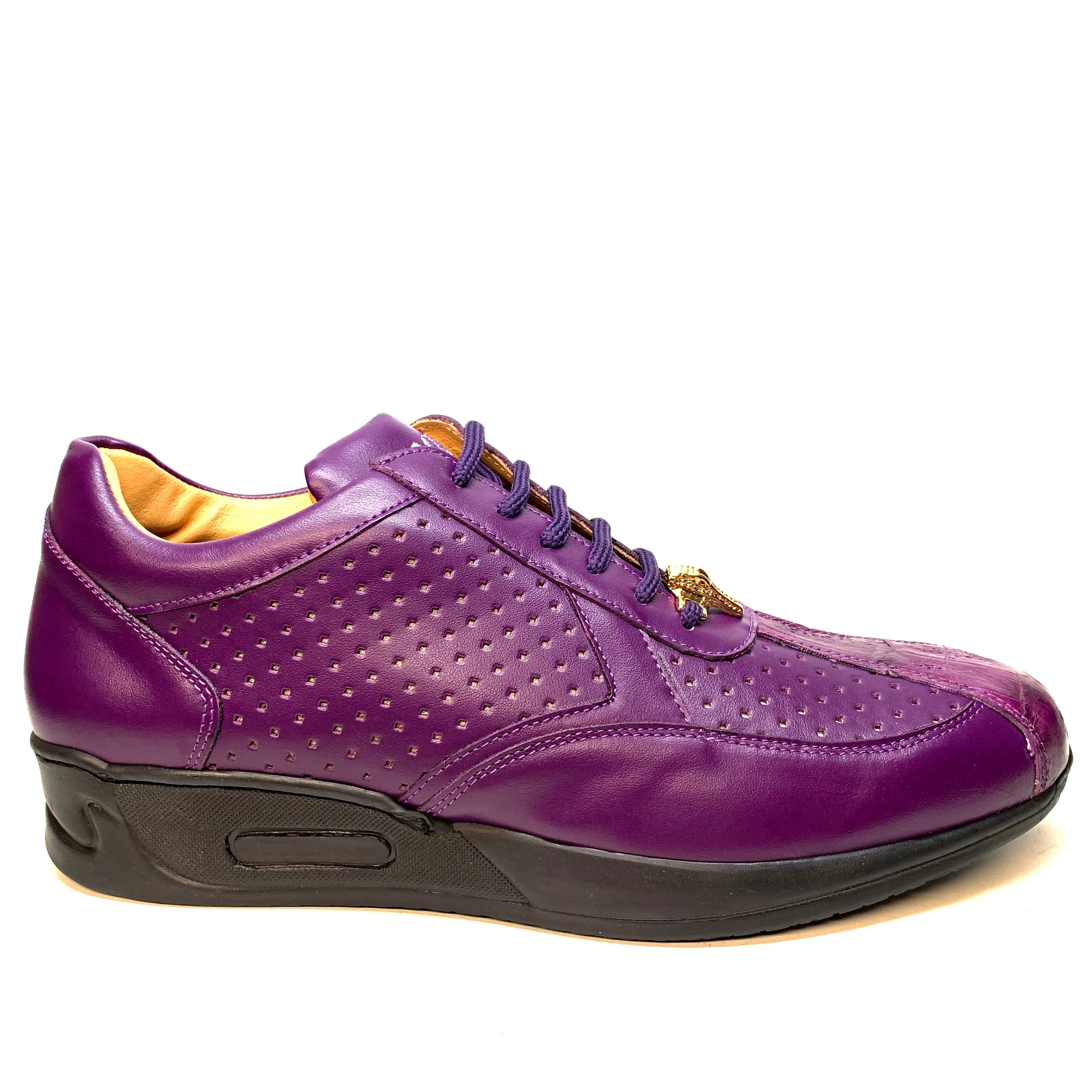 Mauri M770 Purple Crocodile Perforated Nappa Leather Sneaker