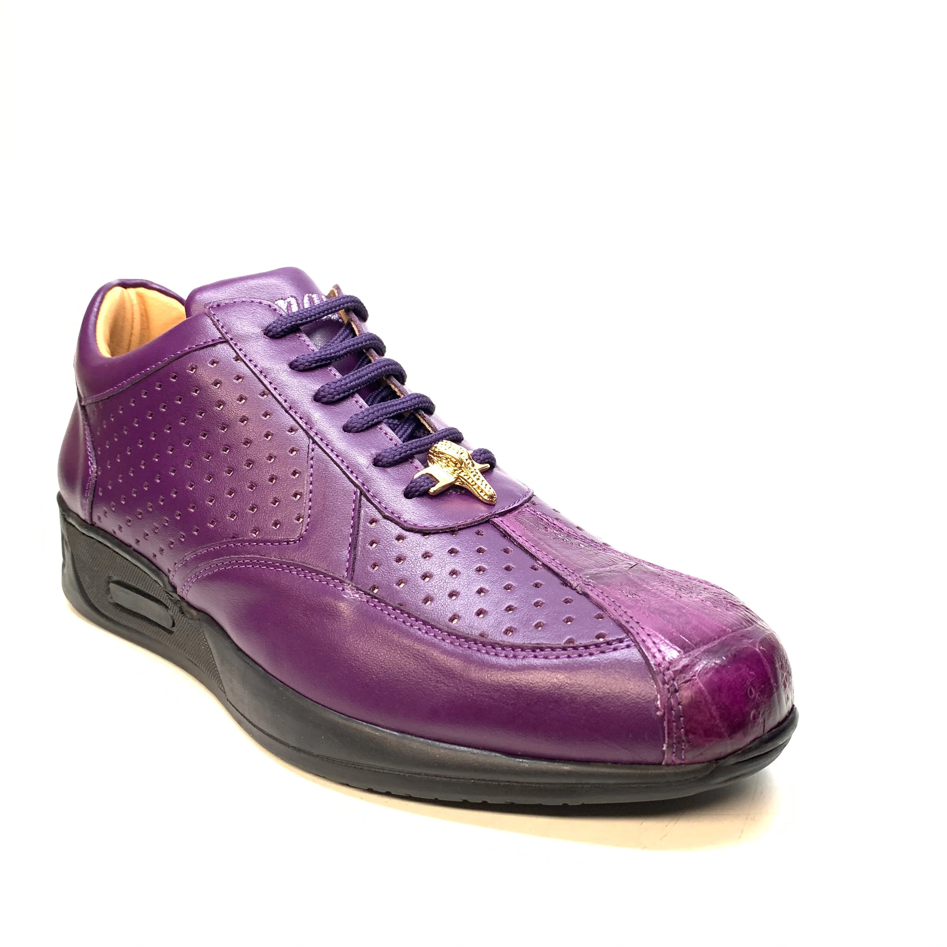 Mauri M770 Purple Crocodile Perforated Nappa Leather Sneaker