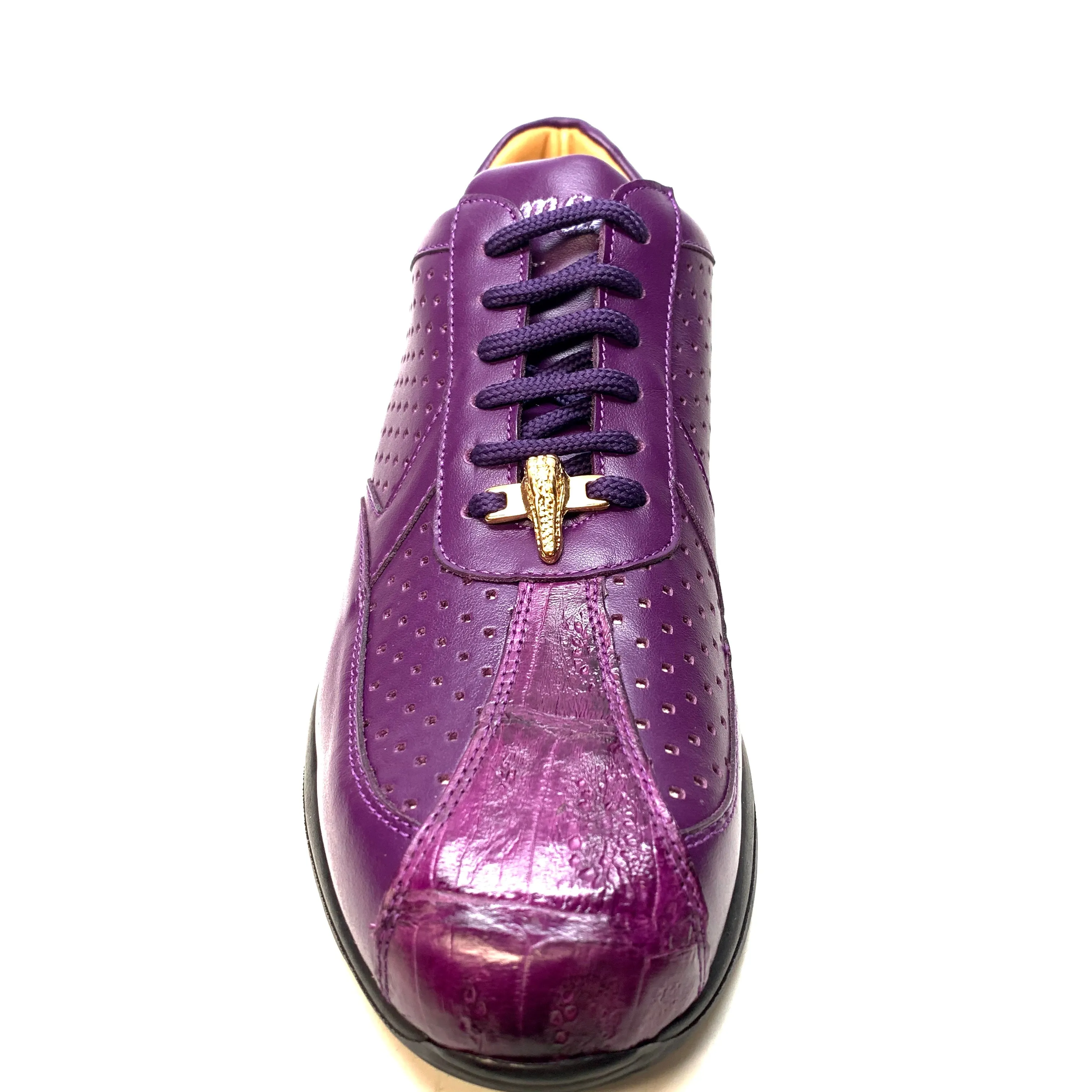 Mauri M770 Purple Crocodile Perforated Nappa Leather Sneaker