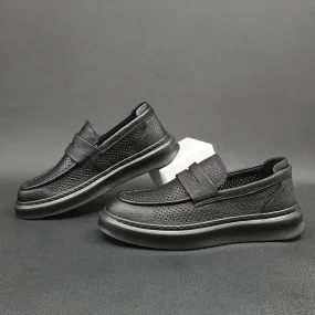 Men Minimalist Breathable Hollow Leather Casual Loafers