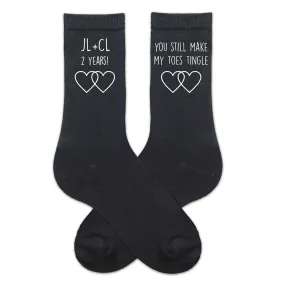 Men's 2nd Anniversary Gift - Personalized Anniversary Socks