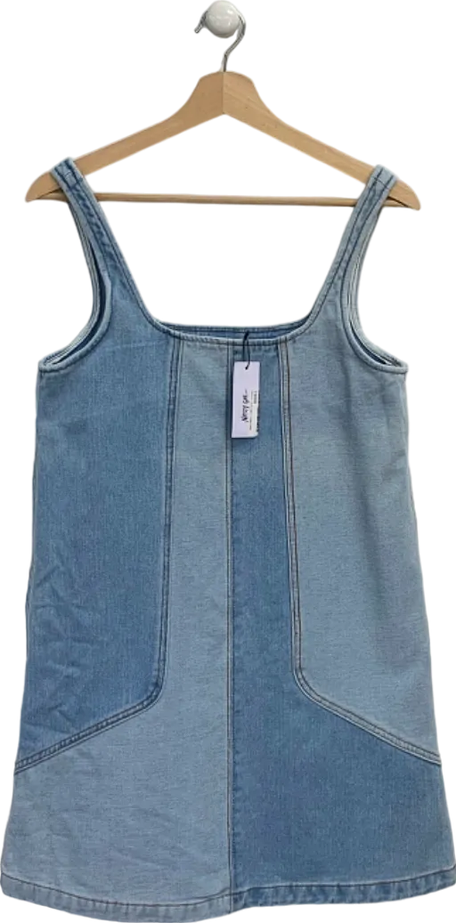 Nasty Gal Multi Panelled Denim Strappy Mini Dress UK 8
