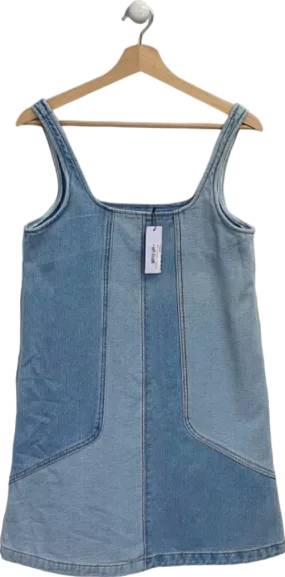 Nasty Gal Multi Panelled Denim Strappy Mini Dress UK 8