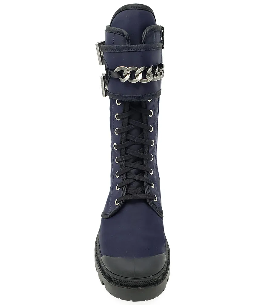 Navy Vegan Chain Boot